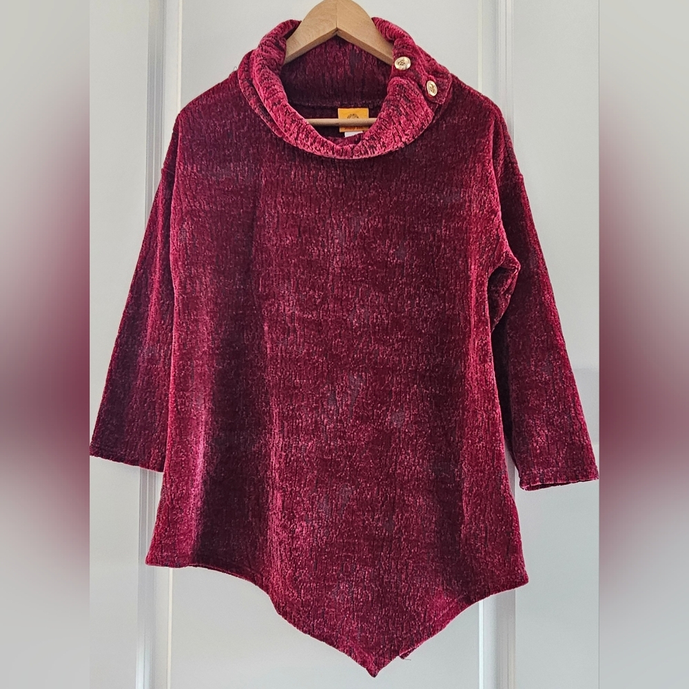 Ruby Rd. Split Cowl Neck Chenille Jacquard Knit T… - image 3